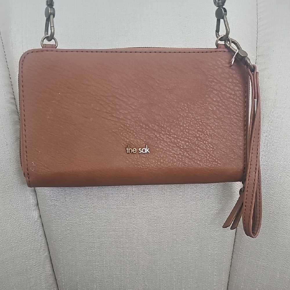The Sak Tan Leather Wristlet